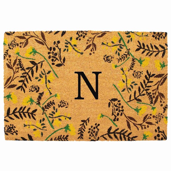 Calloway Mills Monogram Door Mat, Black, Yellow, Green, Natural, 24 in W x 36 in L 105082436N - main